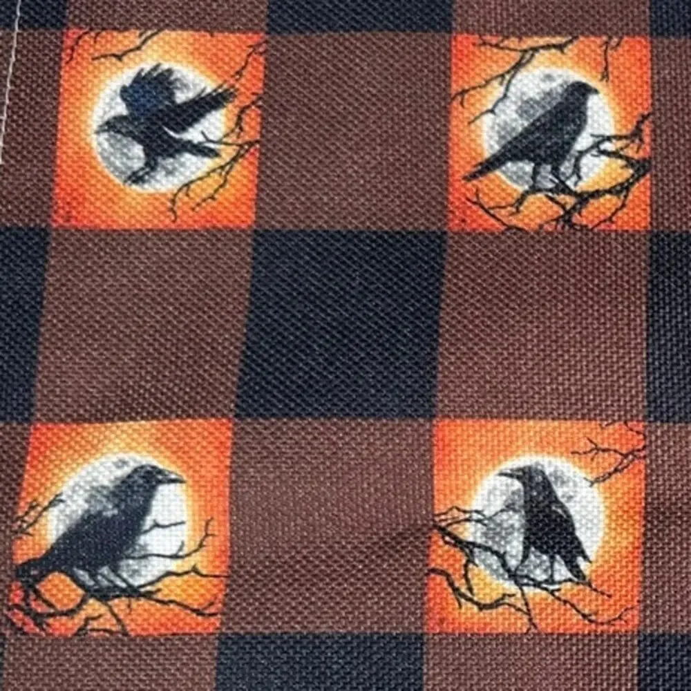 Halloween Crow Placemats (5) Buffalo Plaid Full Moon Raven Gothic Autumn Fall